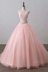 Prom Dress Ideas Black Girl, Pink tulle lace long prom dress, pink tulle evening dress