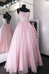 Plu Size Prom Dress, Pink tulle sequin long prom dress pink tulle formal dress