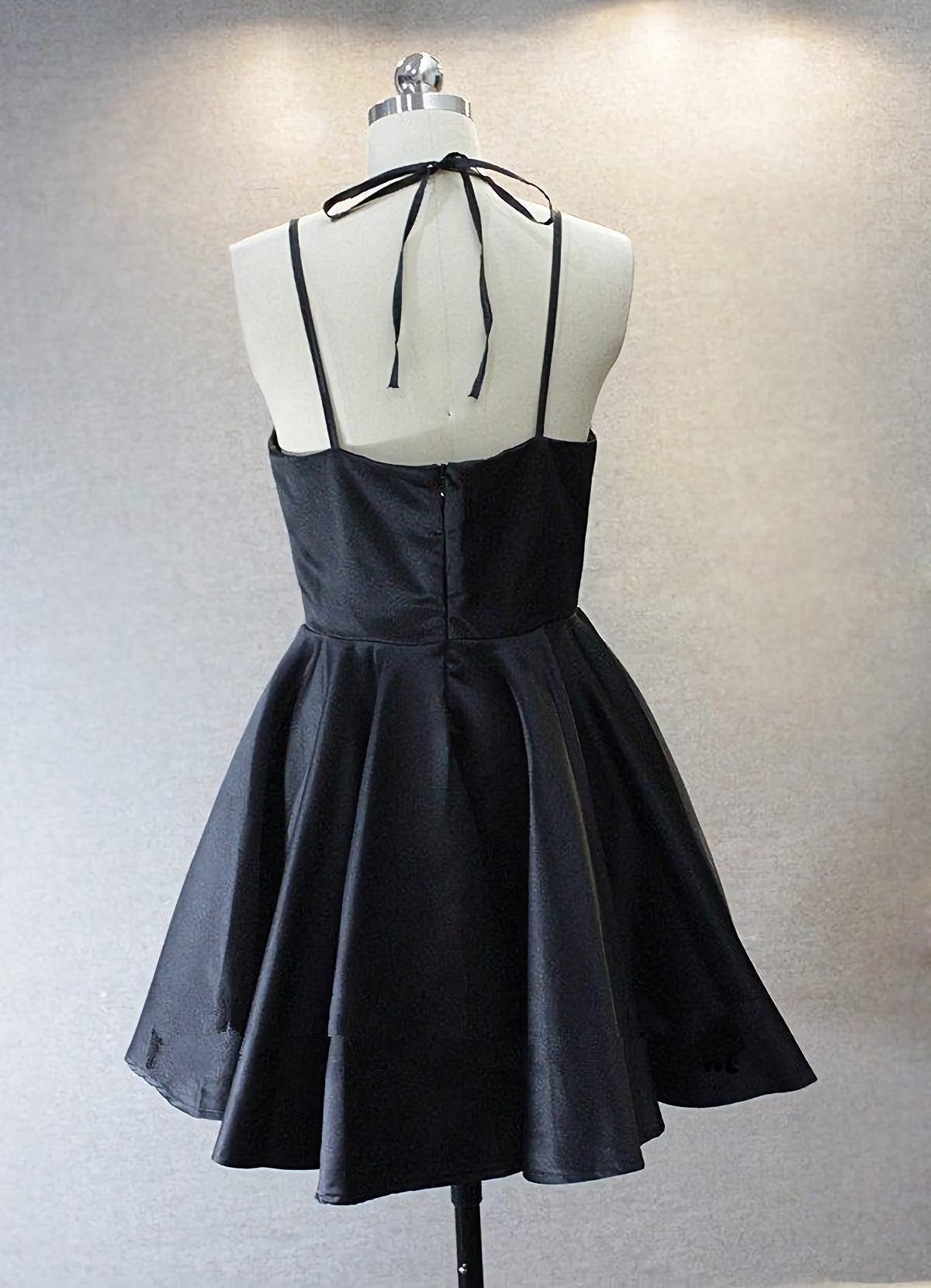 Formal Dress Long Gowns, A Line Dark Blue Satin V Neck Short Sleeveless Backless Prom Dresses