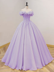 Bridesmaid Dress Affordable, Purple A-Line Off Shoulder Long Prom Dresses, Purple Sweet 16 Dress