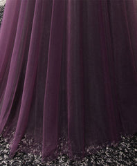 Prom Dresses Blue Long, Purple Tulle Lace Off Shoulder Long Prom Dress, Purple Evening Dress