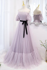 Party Dress Long Dress, Purple Tulle Long A-Line Prom Dress, Purple Evening Formal Dress
