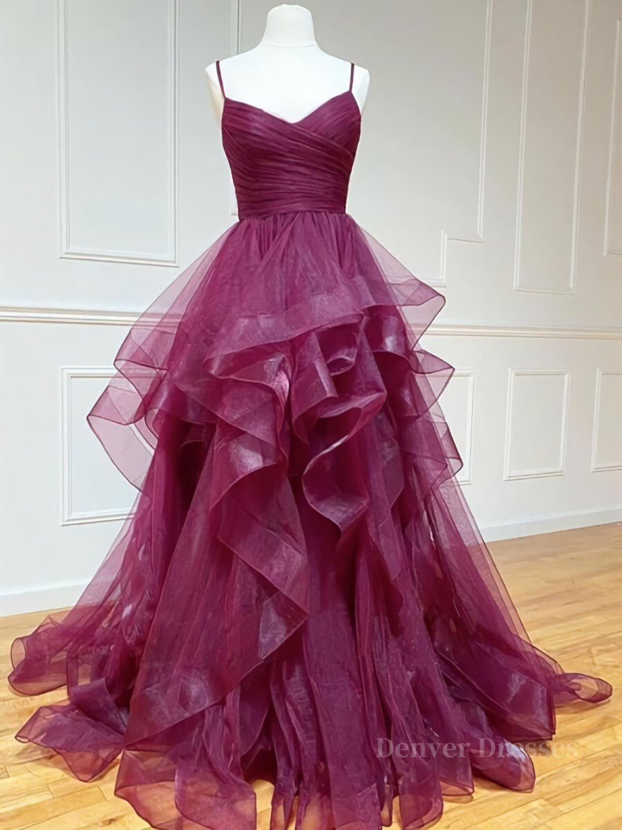 Bridesmaid Dress Color, Purple Tulle Long Prom Dresses, Purple Tulle Long Formal Evening Dresses