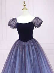 Party Dress For Baby, Purple Tulle Long Prom Dresses, Shiny Purple Tulle Formal Gown Sweet 16 Dress