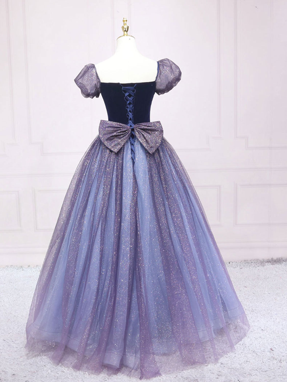 Party Dress Baby, Purple Tulle Long Prom Dresses, Shiny Purple Tulle Formal Gown Sweet 16 Dress