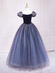 Black Dress Classy, Purple Tulle Long Prom Dresses, Shiny Purple Tulle Formal Gown Sweet 16 Dress