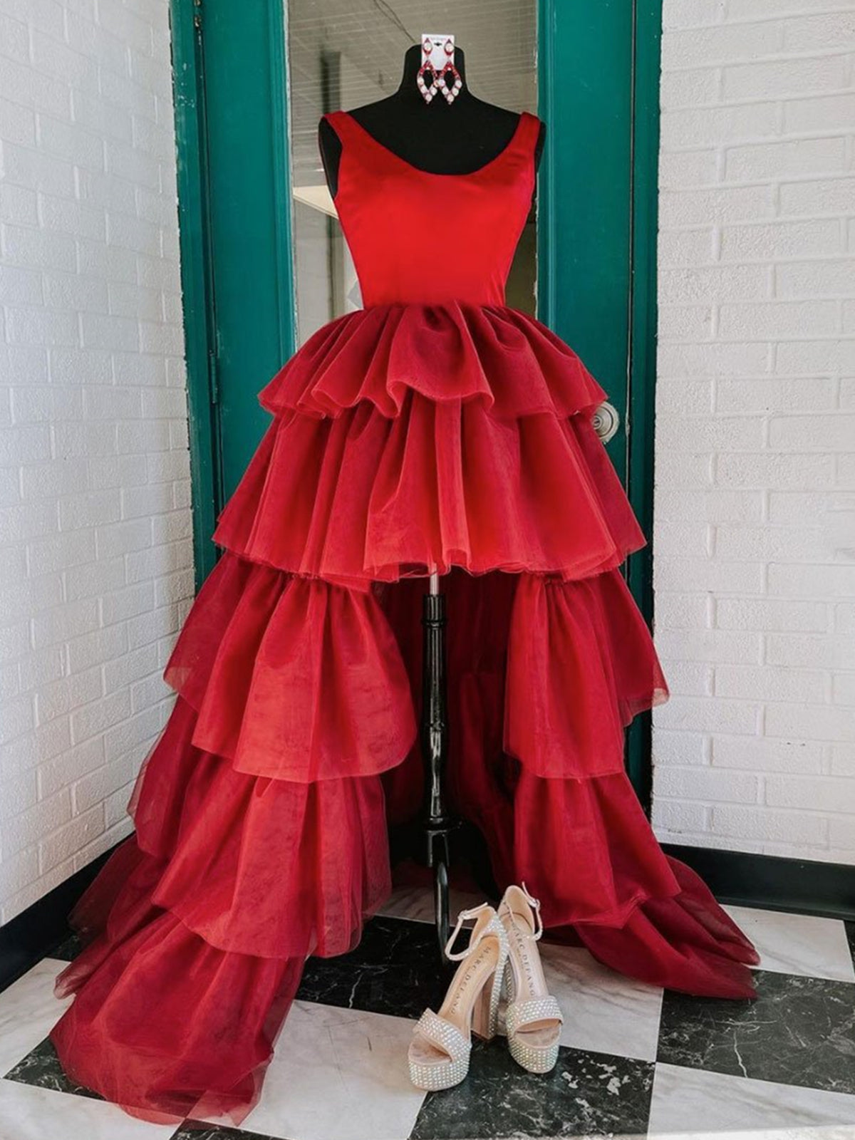 Prom Dress Ideas Unique, Red High Low Prom Dresses, Red High Low Formal Evening Dresses