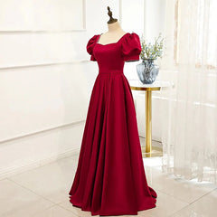 Homecomming Dresses With Sleeves, Red Puff Sleeve Prom Dress / Red Bridesmaid Dress / Victorian Dress