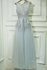 Wedding Dress Guest, Round Neck Lace Prom Dresses, Lace Formal Evening Dresses
