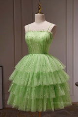 Party Dress Ideas For Curvy Figure, Short Green Prom Dresses, Short Green Graduation Homecoming Dresses