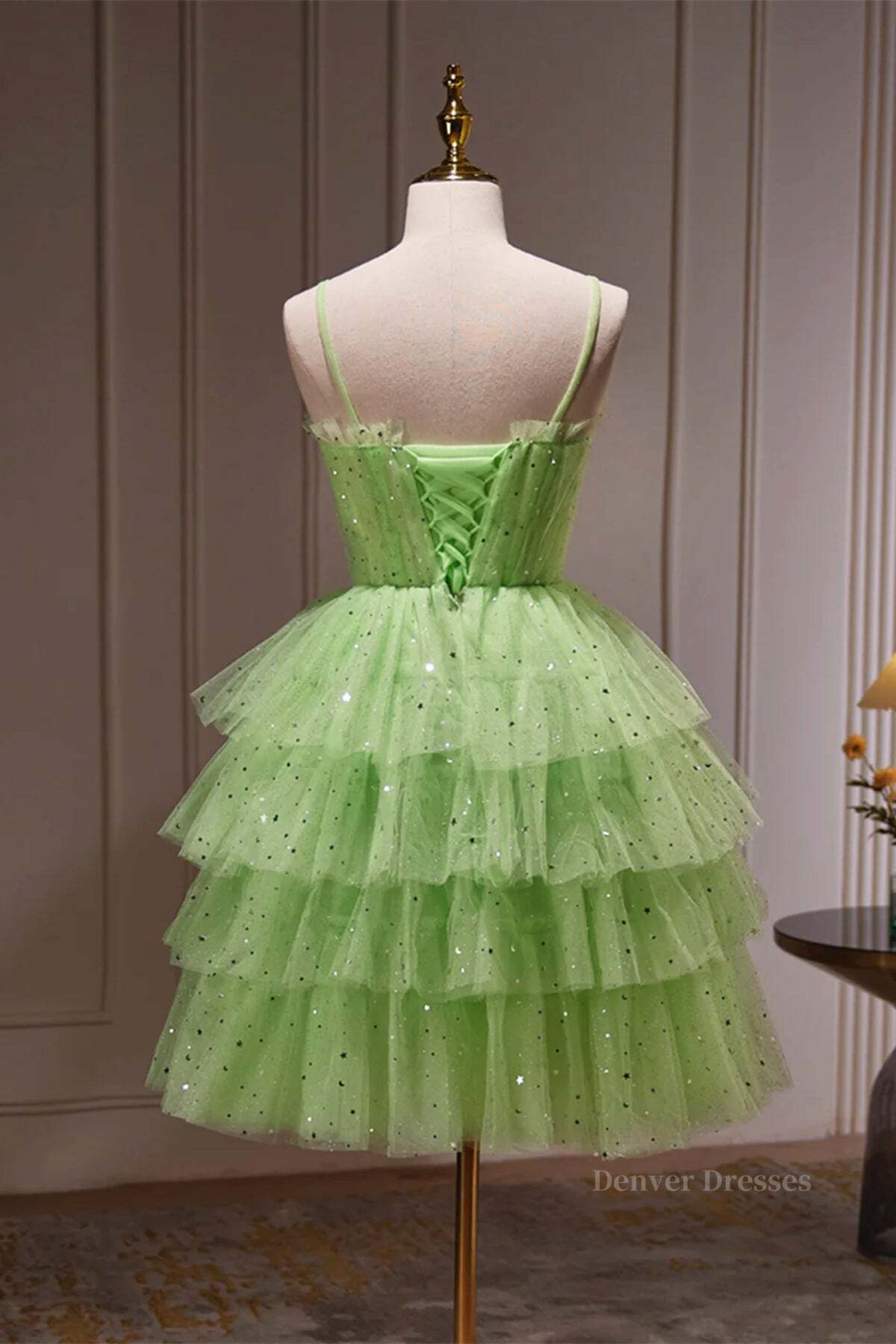 Party Dress For Couple, Short Green Prom Dresses, Short Green Graduation Homecoming Dresses