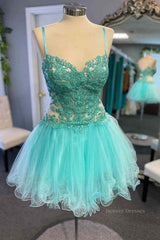 Pink Formal Dress, Short V Neck Mint Green Lace Prom Dresses, Short Mint Green Lace Formal Homecoming Dresses