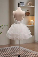 Party Dress Quotesparty Dresses Wedding, Short V Neck White Prom Dresses, Short V Neck White Formal Homecoming Dresses