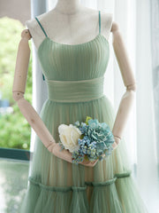 Prom Dressed 2025, Simple Aline Tulle Green Short Prom Dress, Tulle Green Homecoming Dress