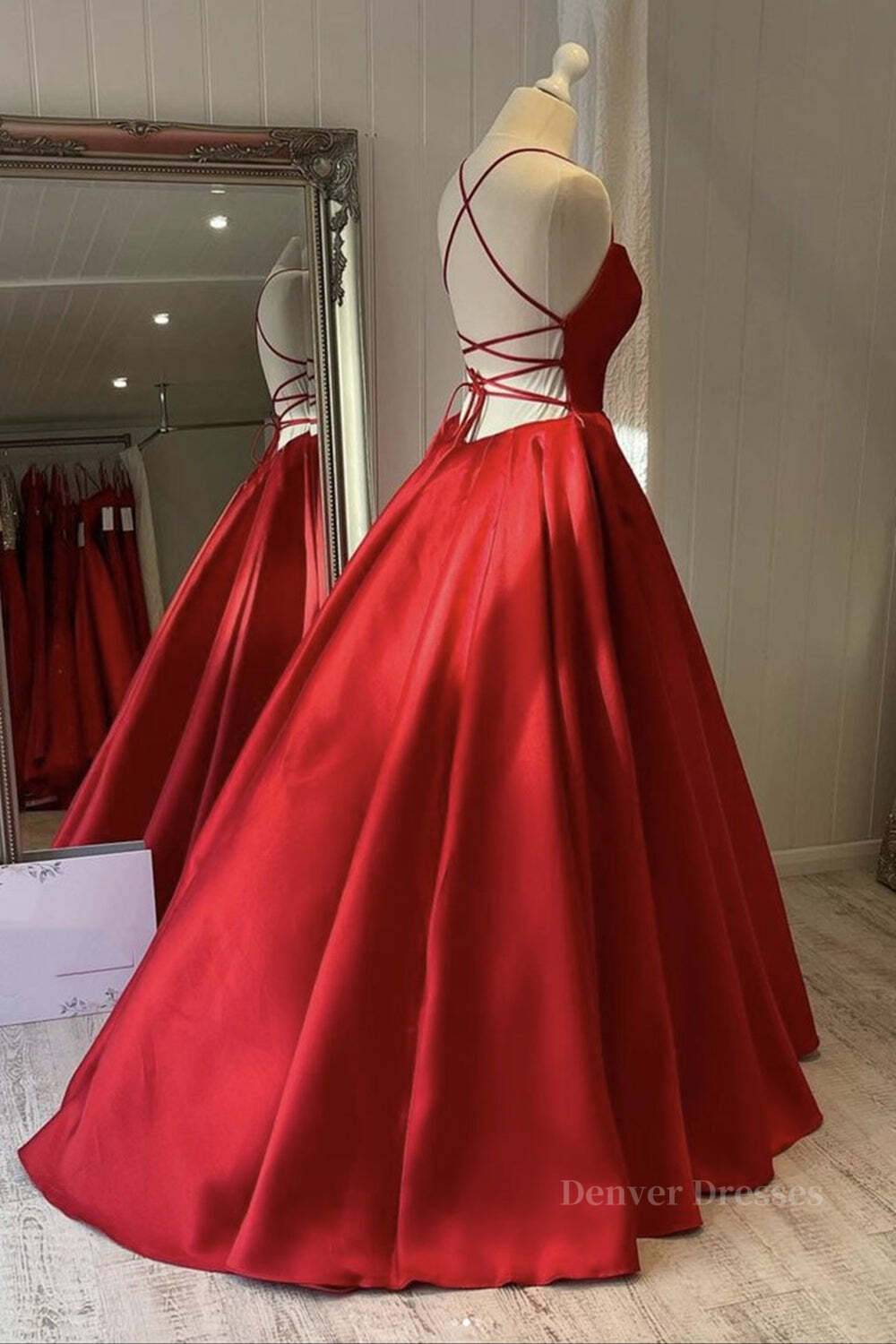 Party Dress Ideas For Winter, Simple Backless Red Satin Long Prom Dress, Backless Red Formal Dress, Red Evening Dress