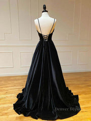 Evening Dresses 2056, Simple Black velvet long prom dress, black evening dress