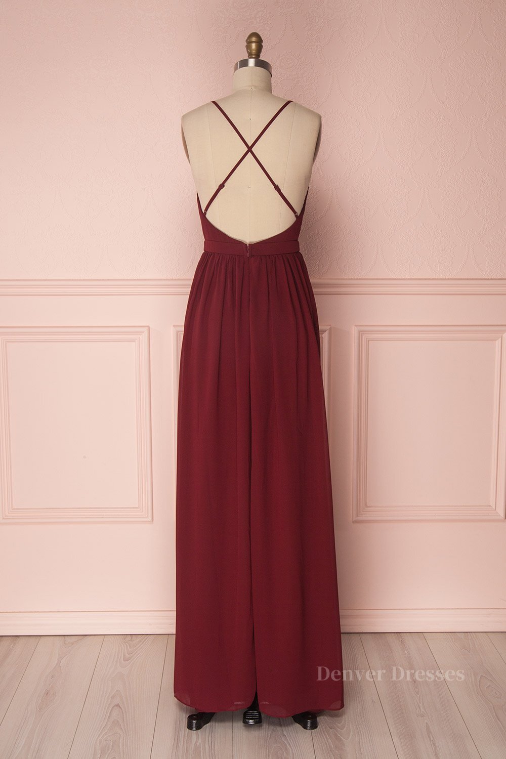Party Dresses Vintage, Simple burgundy chiffon long prom dress burgundy formal dress