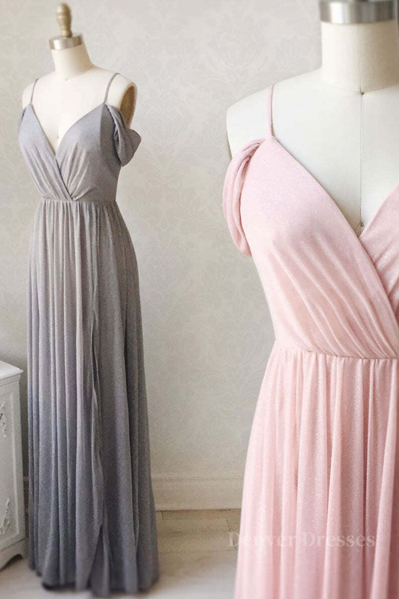 Formal Dress Trends, Simple gray chiffon long prom dress chiffon bridesmaid dress