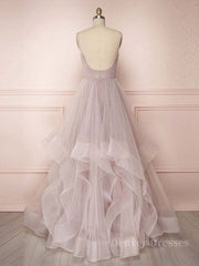 Homecoming Dresses For Girls, Simple Lotus root starch tulle long prom dress, tulle evening dress