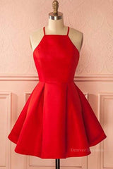 Formal Dress Online, Simple Red Short Prom Homecoming Dresses, Short Red Mini Formal Graduation Evening Dresses