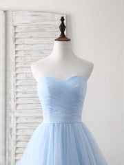 Prom Inspo, Simple Sweetheart Blue Tulle Long Prom Dress Blue Evening Dress