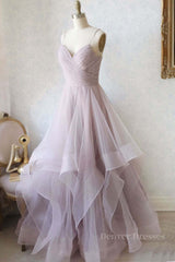 Party Dresses Classy Elegant, Simple sweetheart neck tulle long prom dress formal dress