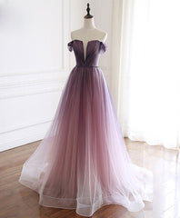 Bridesmaids Dresses Convertible, Simple Tulle Off Shoulder Long Prom Dress, Tulle Formal Dress