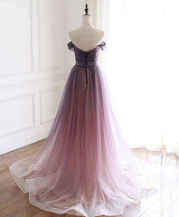 Bridesmaid Dresses Convertable, Simple Tulle Off Shoulder Long Prom Dress, Tulle Formal Dress