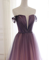 Bridesmaid Dresses Convertible, Simple Tulle Off Shoulder Long Prom Dress, Tulle Formal Dress