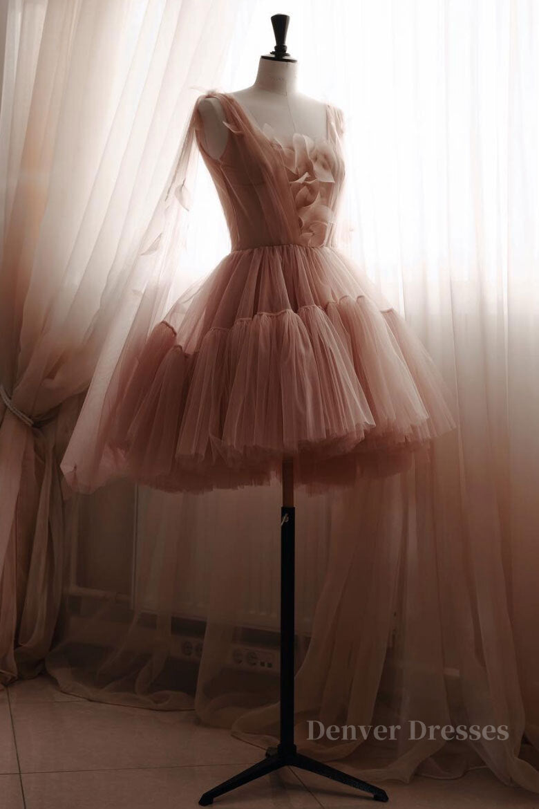 Dress, Simple tulle short prom dress, tulle homecoming dress