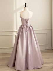 Bridesmaids Dresses Colorful, Simple V Neck Satin Pink Long Prom Dress, Satin Formal Evening Dress