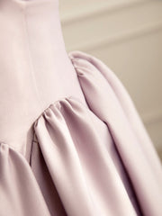 Bridesmaid Dresses Colors, Simple V Neck Satin Pink Long Prom Dress, Satin Formal Evening Dress