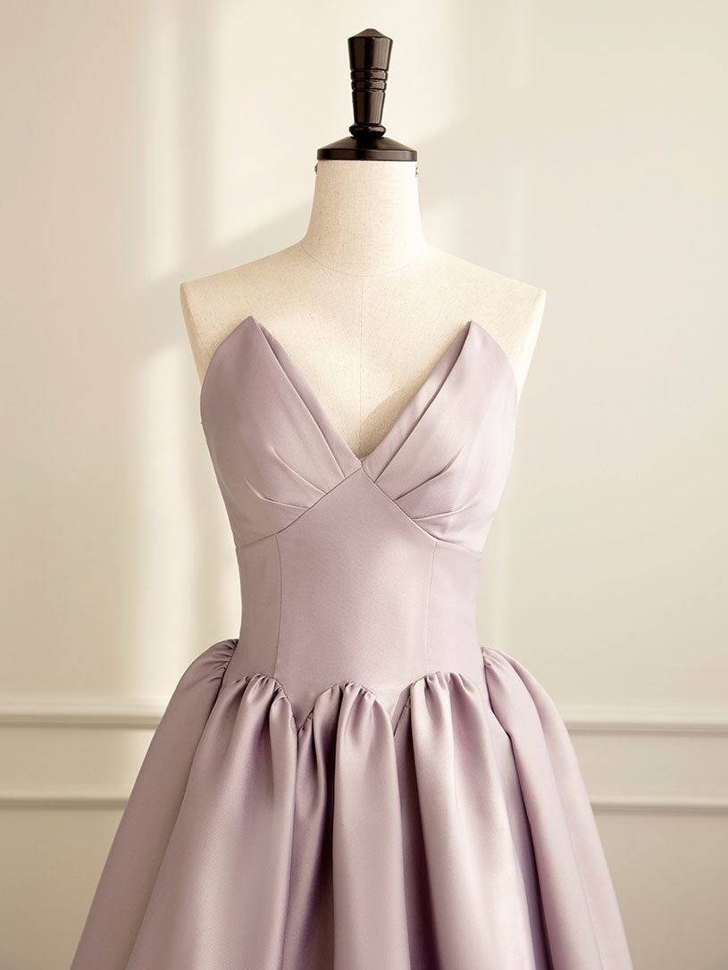 Bridesmaids Dress Color, Simple V Neck Satin Pink Long Prom Dress, Satin Formal Evening Dress