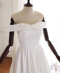 Bridesmaid Dresses Color Palettes, Simple White Off Shoulder Long Prom Dress White Evening Dress