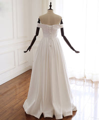 Bridesmaid Dress Color Palette, Simple White Off Shoulder Long Prom Dress White Evening Dress
