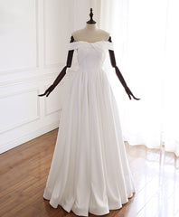 Bridesmaid Dresses Color Palette, Simple White Off Shoulder Long Prom Dress White Evening Dress
