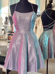 Party Dress For Teen, Sparkle Criss Cross Short Purple Prom Dresses, Shiny Short Purple Formal Homecoming Dresses