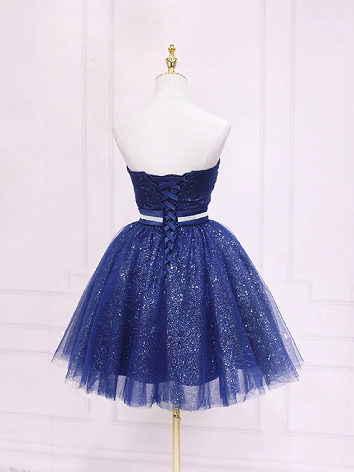 Homecomeing Dresses Long, Strapless Dark Blue Short Prom Dresses, Short Dark Blue Graduation Homecoming Dresses