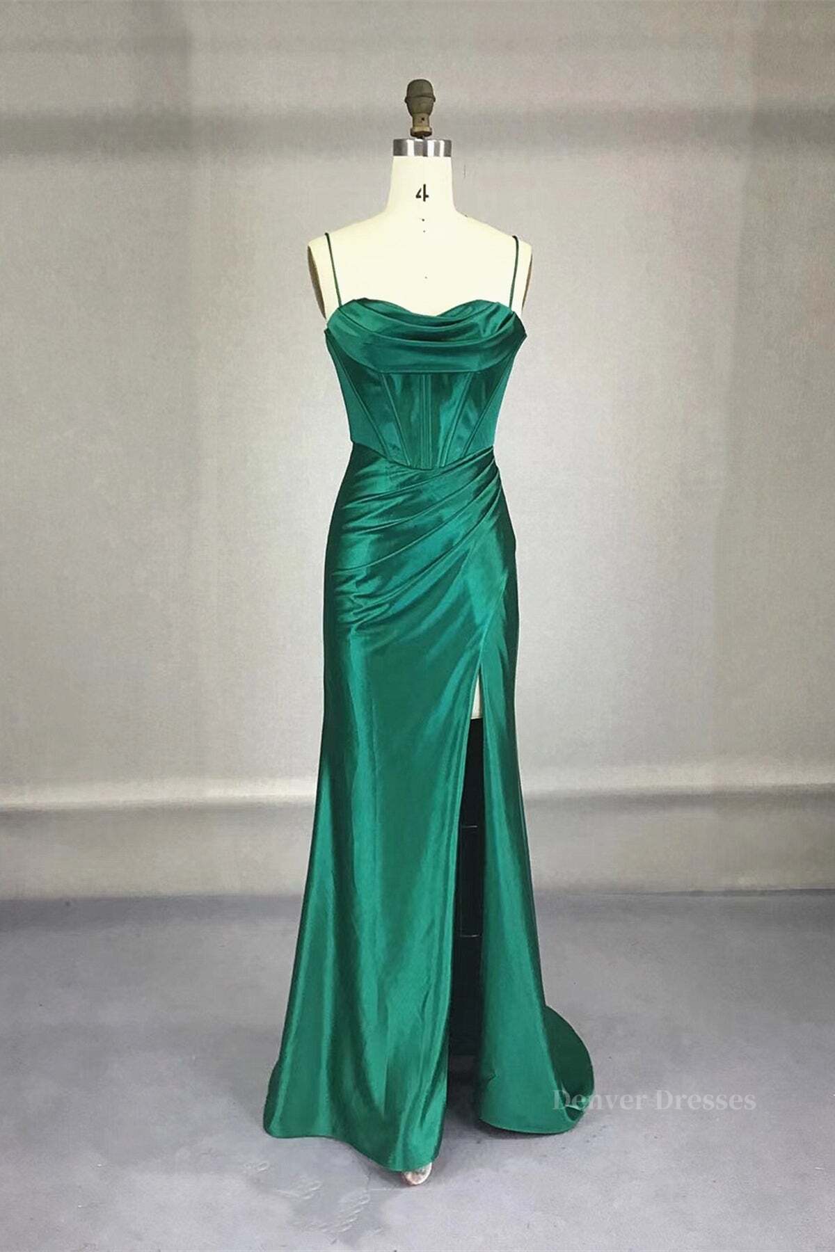 Party Dress With Sleeves, Strapless Dark Green Prom Dresses, Dark Green Formal Evening Dresses