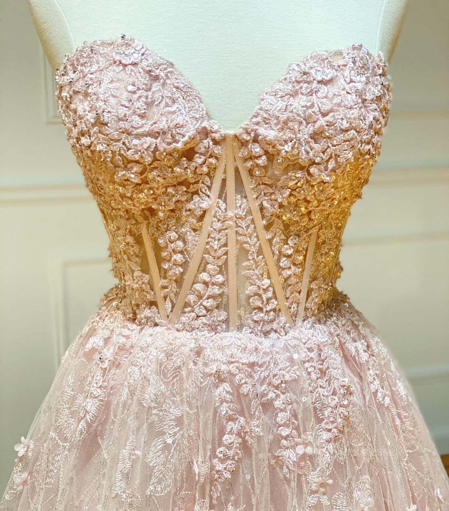 Formal Dress For Beach Wedding, Strapless Sweetheart Neck Pink Lace Long Prom Dress, Pink Lace Formal Graduation Evening Dress