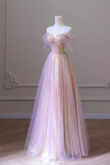 Prom Dresses, Stylish Tulle Sequins Long Prom Dress, A-Line Sweetheart Neckline Evening Dress