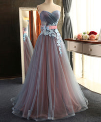 Party Dresses For Christmas, Sweetheart Neck Tulle Long Prom Dress, Evening Dress