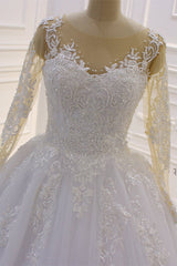 Wedding Dress Sexy, Trendy Sweetheart Long Sleevess Ivory Ball Gown Wedding Dress