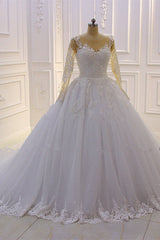 Wedding Dress Hire Near Me, Trendy Sweetheart Long Sleevess Ivory Ball Gown Wedding Dress