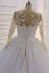 Wedding Dress With Corset, Trendy Sweetheart Long Sleevess Ivory Ball Gown Wedding Dress