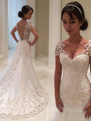 Wedding Dress Ideas, Trumpet/Mermaid Sweetheart Court Train Lace Wedding Dresses