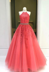 Bridesmaid Dresses Mismatched, Red Lace Floor Length Prom Dresses, A-Line Formal Evening Dresses