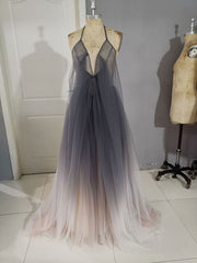 Prom Dresses 2020, Unique A line V Neck Tulle Long Prom Dress, Tulle Evening Dress