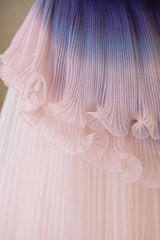 Prom Dresses 2025, Unique Pink Gradient Long Prom Dress, A-Line Strapless Evening Party Dress