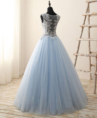 Party Dress Meaning, Unique Round Neck Tulle Lace Long Prom Dress, Long Evening Dress